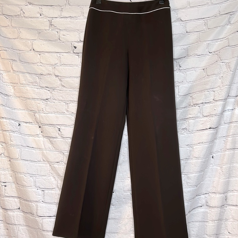 Anne Klein New York Brown Wide Leg Pants Size 4 Excellent Condition